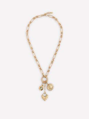 Chain Charm Necklace-Gold Colour