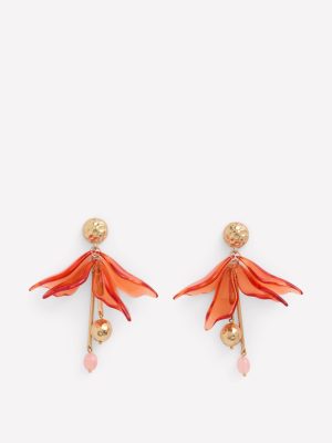 Flower Resin Earrings-Orange