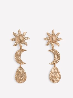 Hammered Motif Earrings-Gold Colour