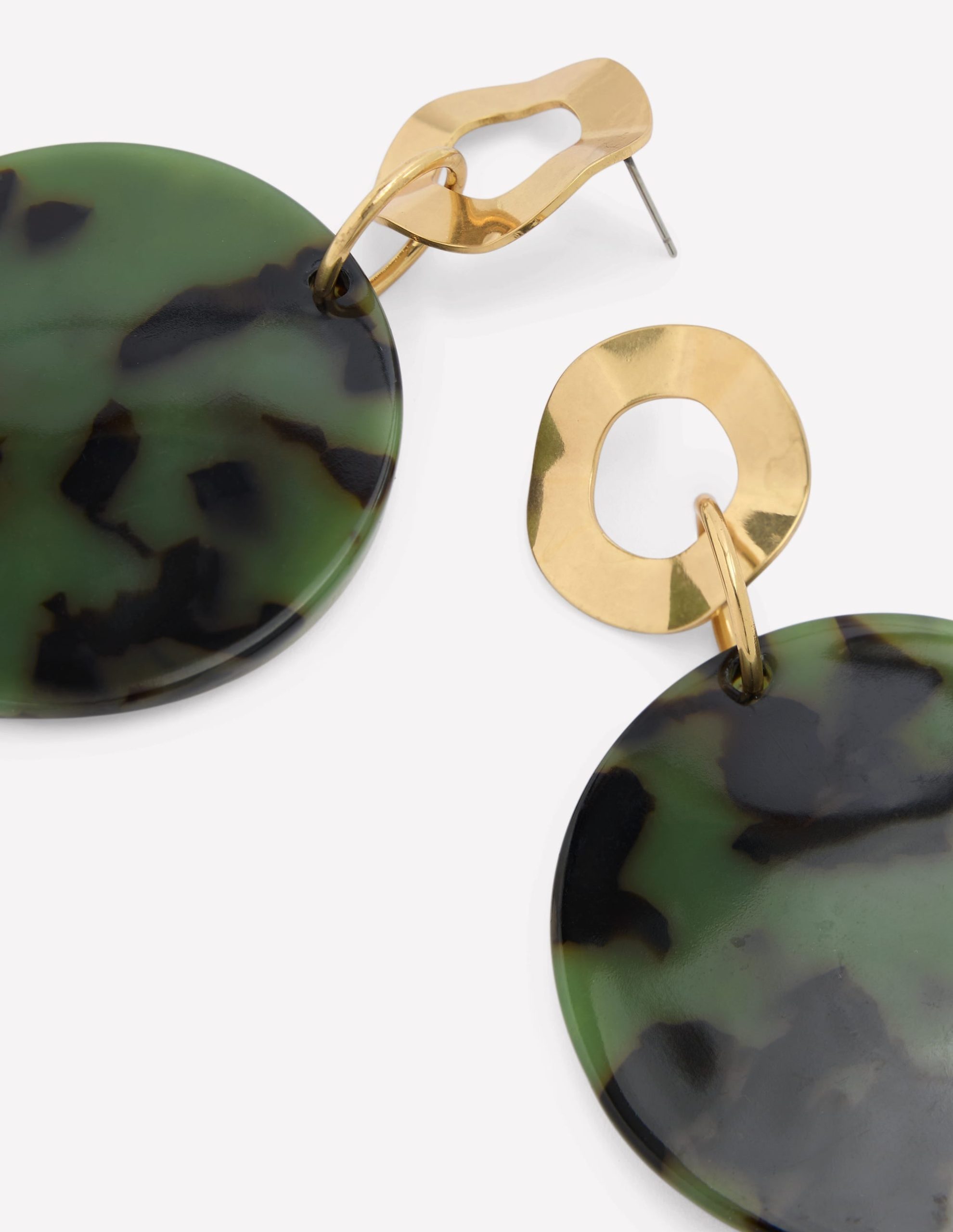 Resin Disc Earrings-Olive Green - Image 3