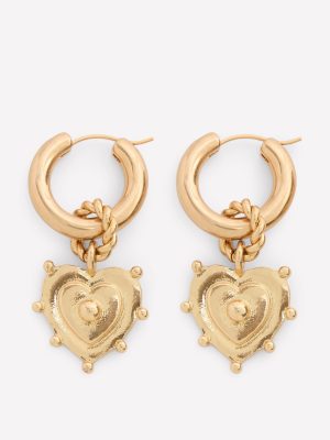 Heart Charm Earrings-Gold Colour