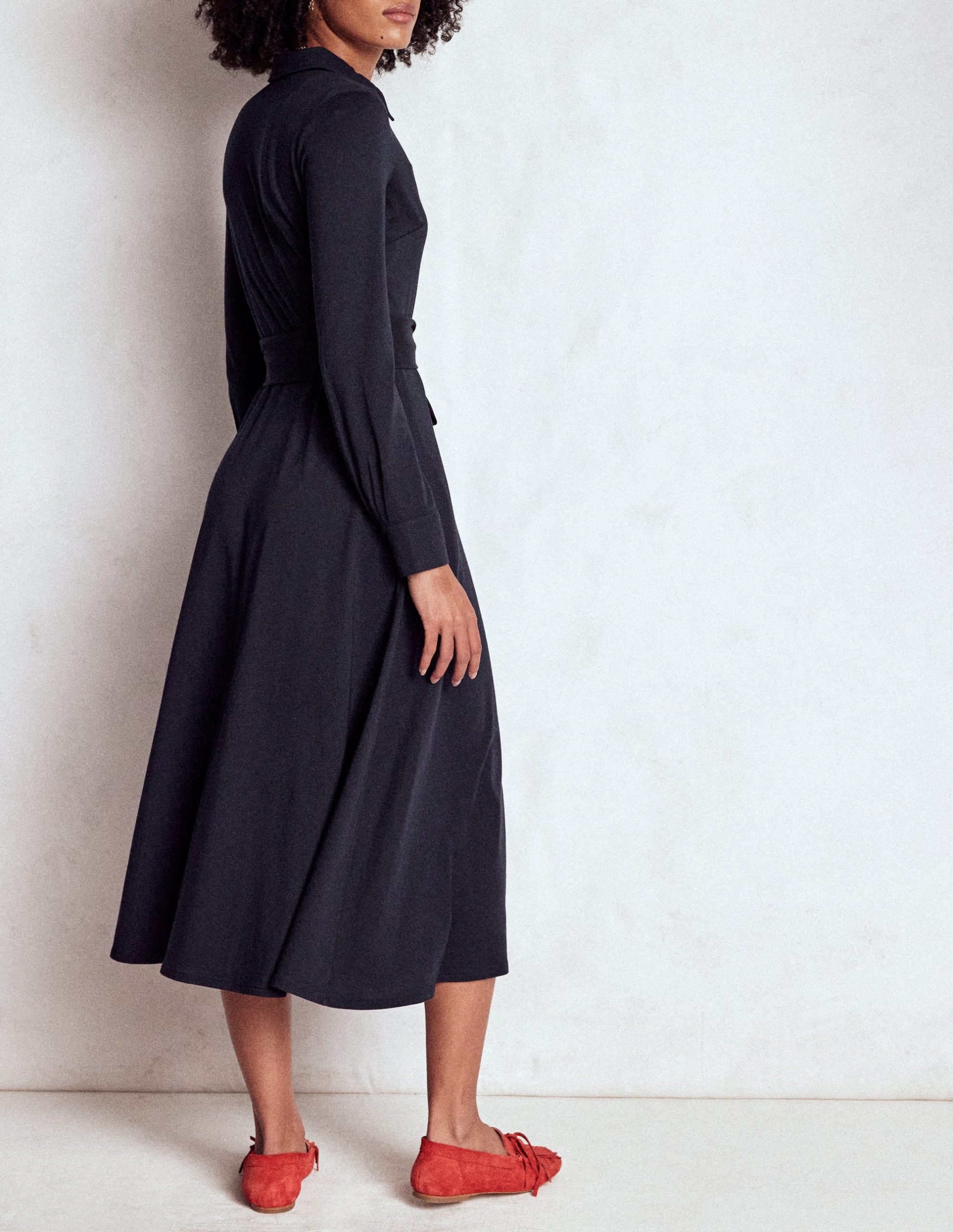 Marcia Jersey Shirt Dress-Navy - Image 3