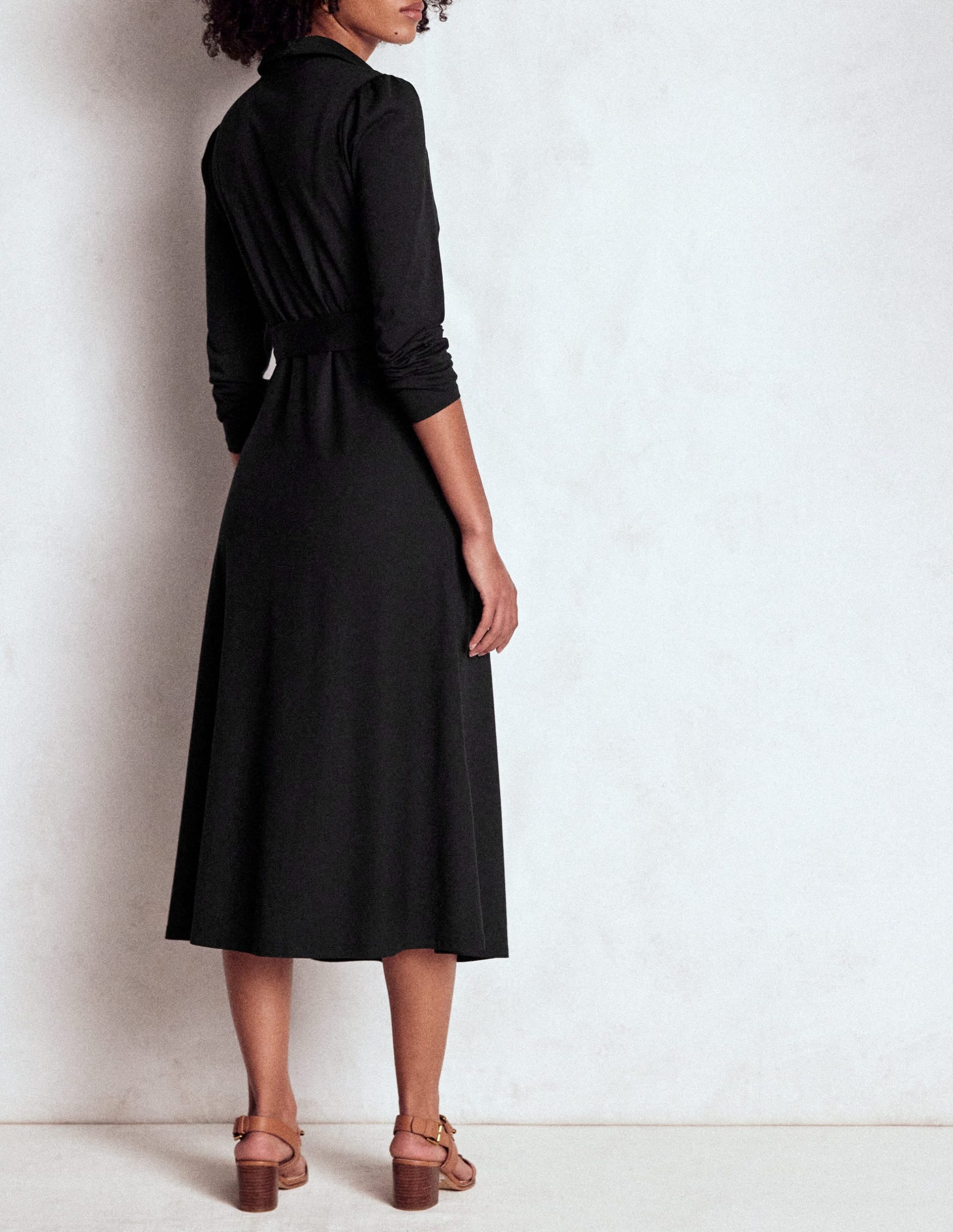 Imogen Collared Jersey Dress-Black - Image 3