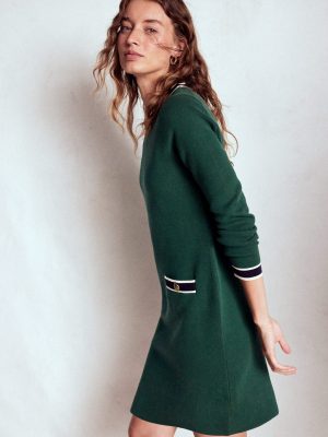 Holly Knitted Shift Dress-Emerald Night