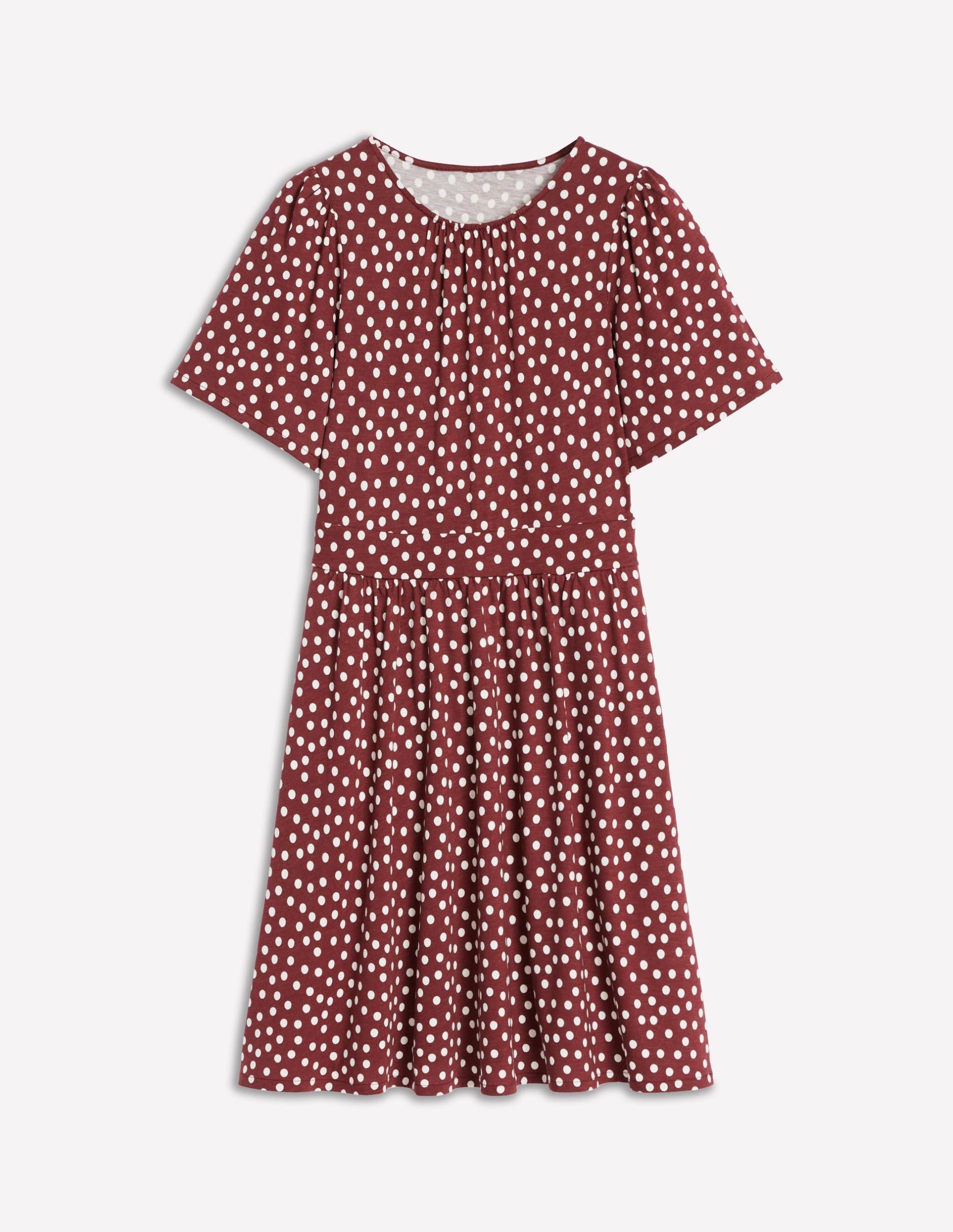 Louisa Short Jersey Dress-Chestnut. Painted Dot - Image 5