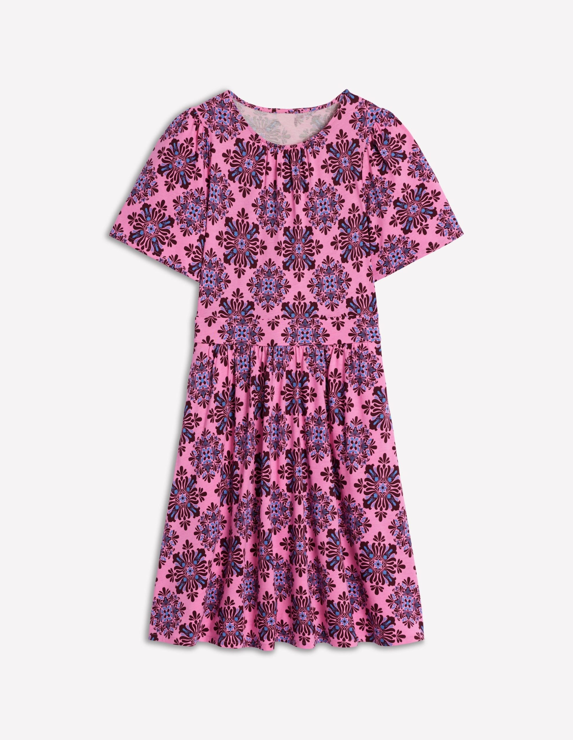 Louisa Short Jersey Dress-Pink Lemonade. Bloom Mosaic - Image 5