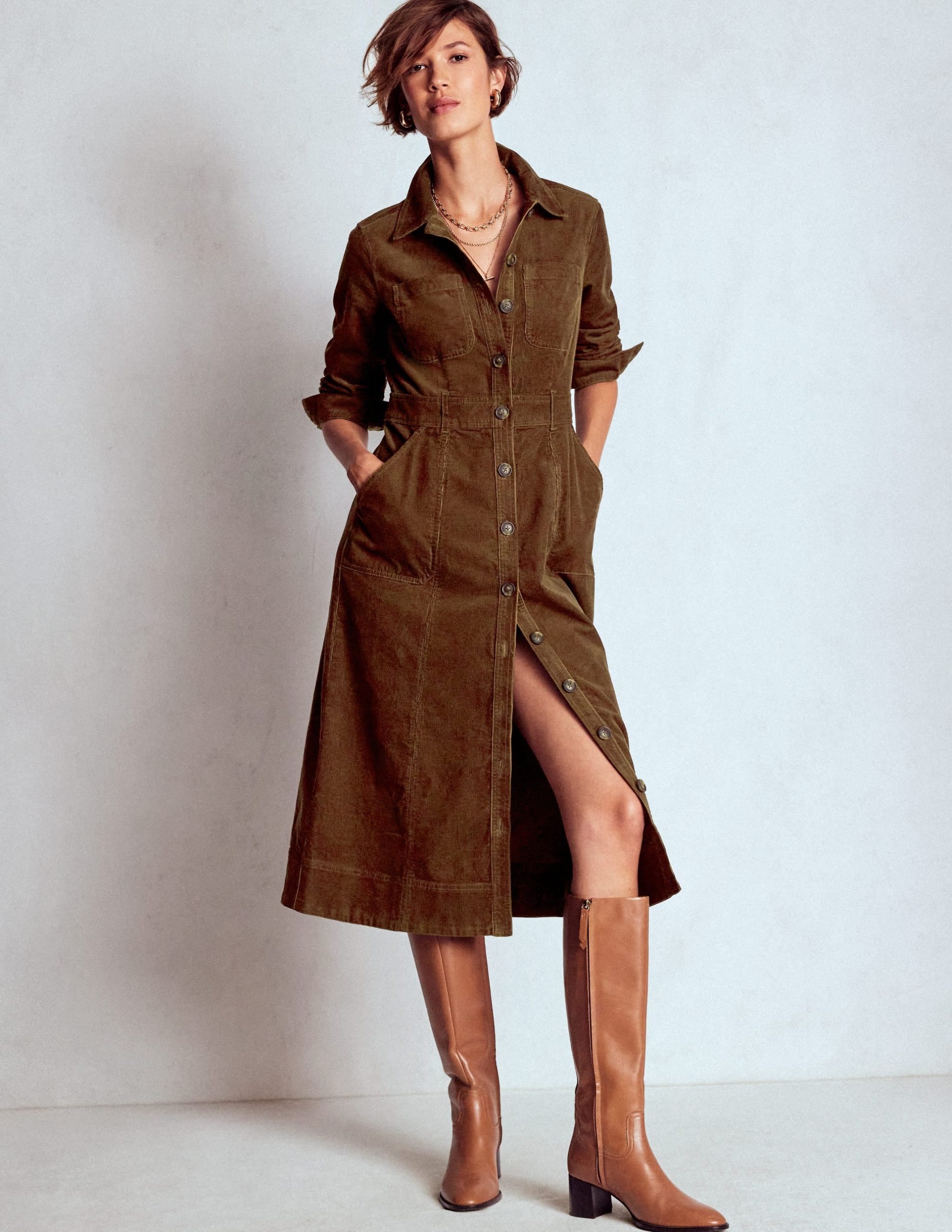 Amanda Cord Midi Dress-Raw Umber - Image 4