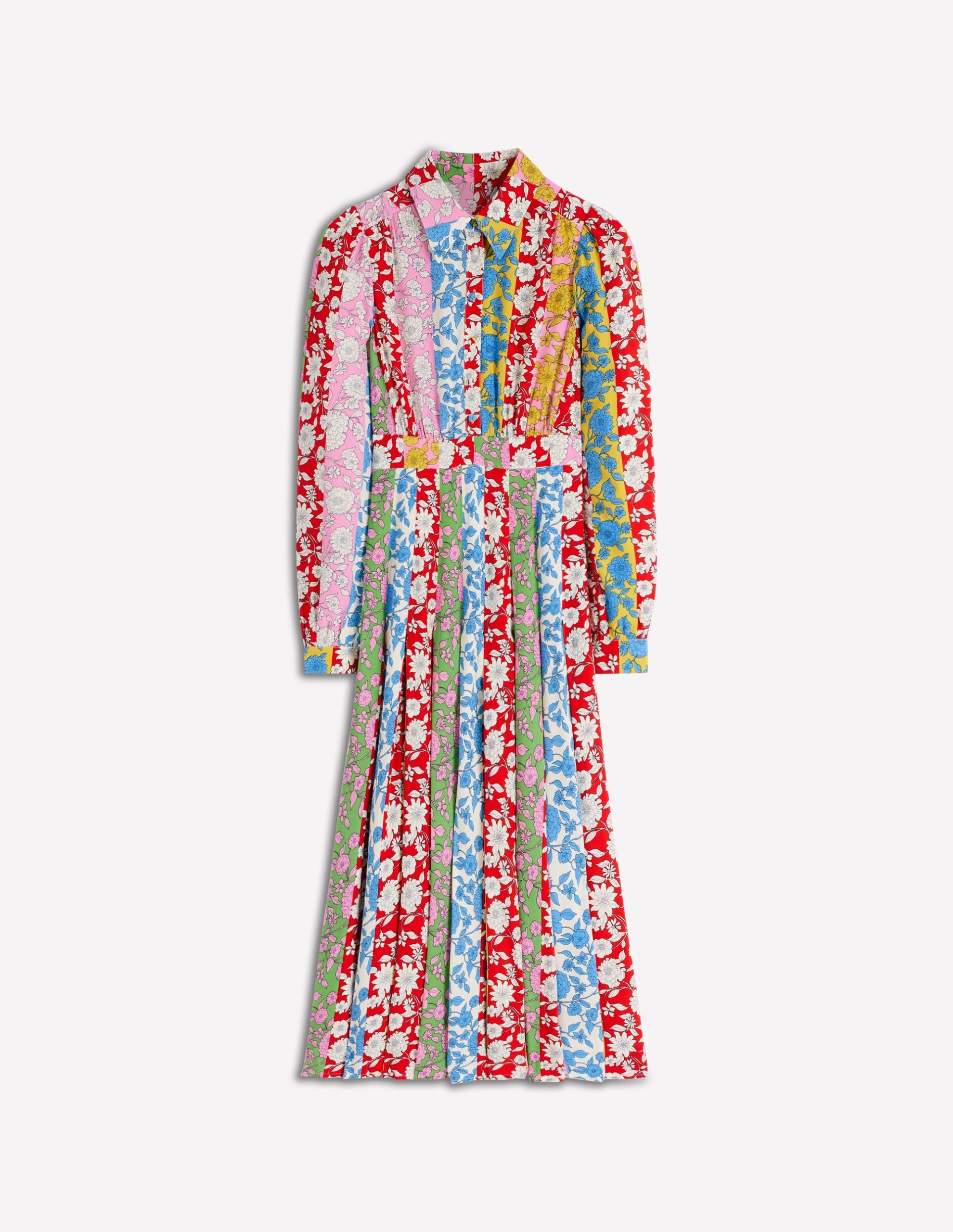 Pleat Skirt Shirt Dress-Multi. Dahlia Trail Stripe - Image 6