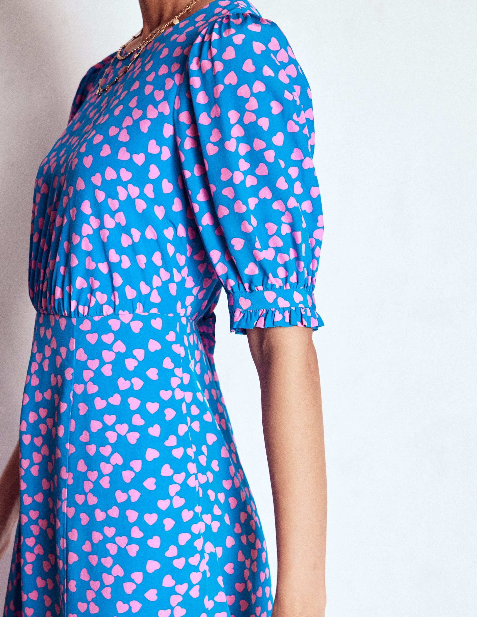 Blanca Midi Tea Dress-Kingfisher Blue. Heart Cascade - Image 3