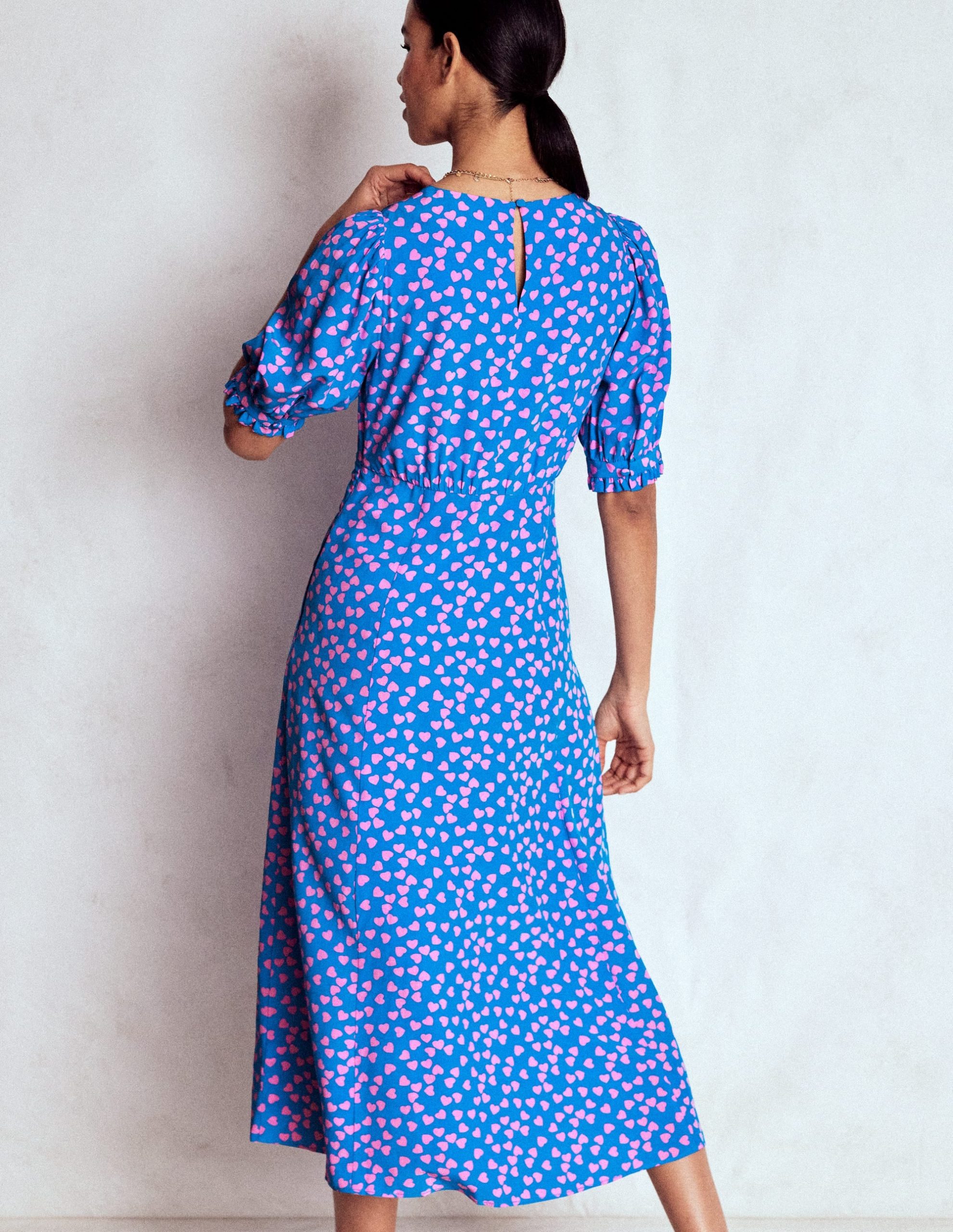 Blanca Midi Tea Dress-Kingfisher Blue. Heart Cascade - Image 4