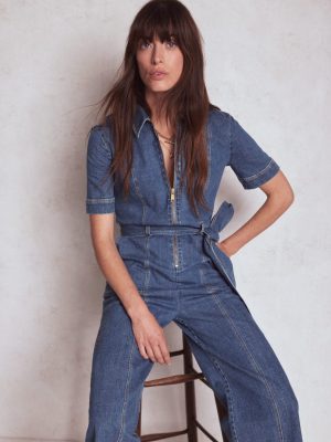 Zip Up Denim Jumpsuit-Mid Vintage