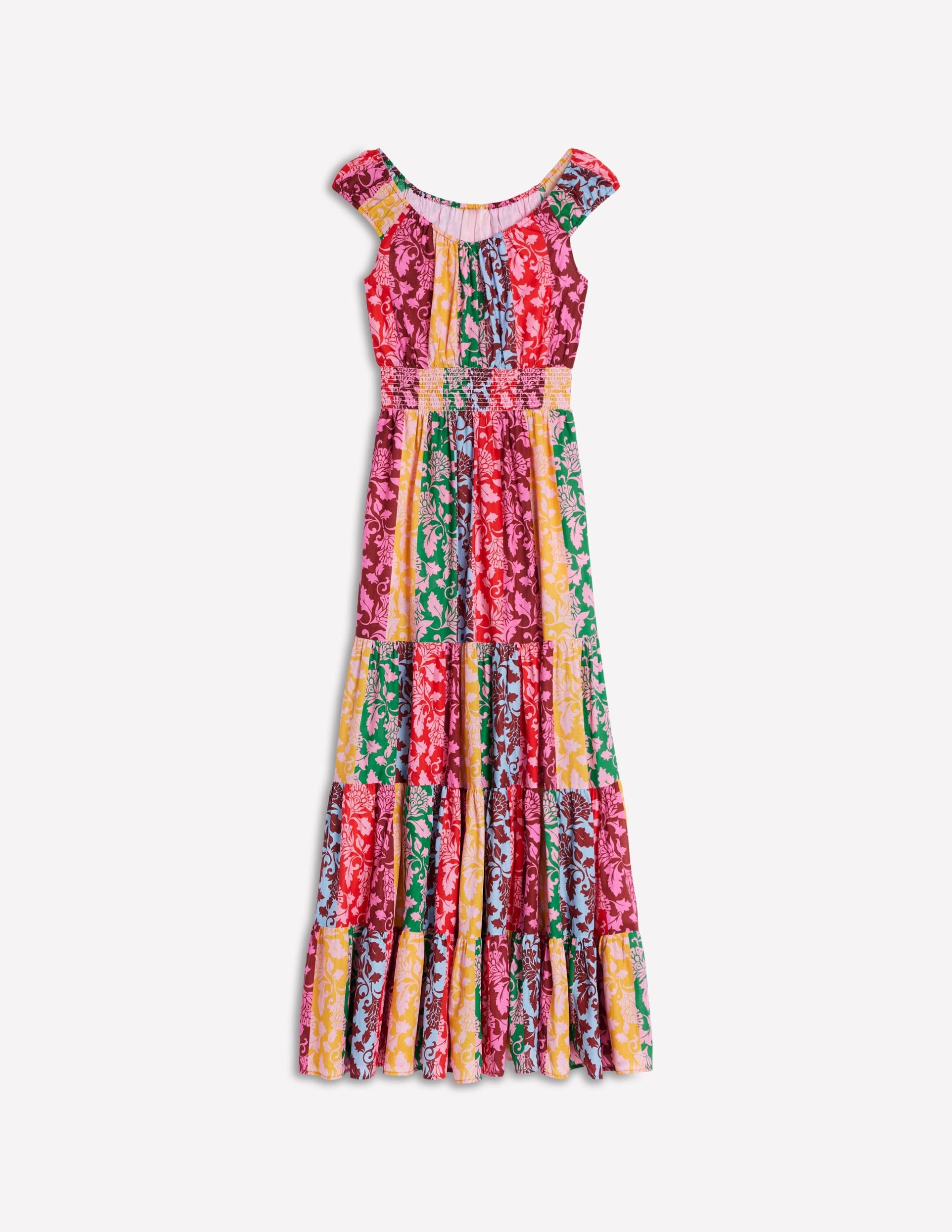 Scoop Cotton Tiered Dress-Multi. Ornate Vine - Image 6