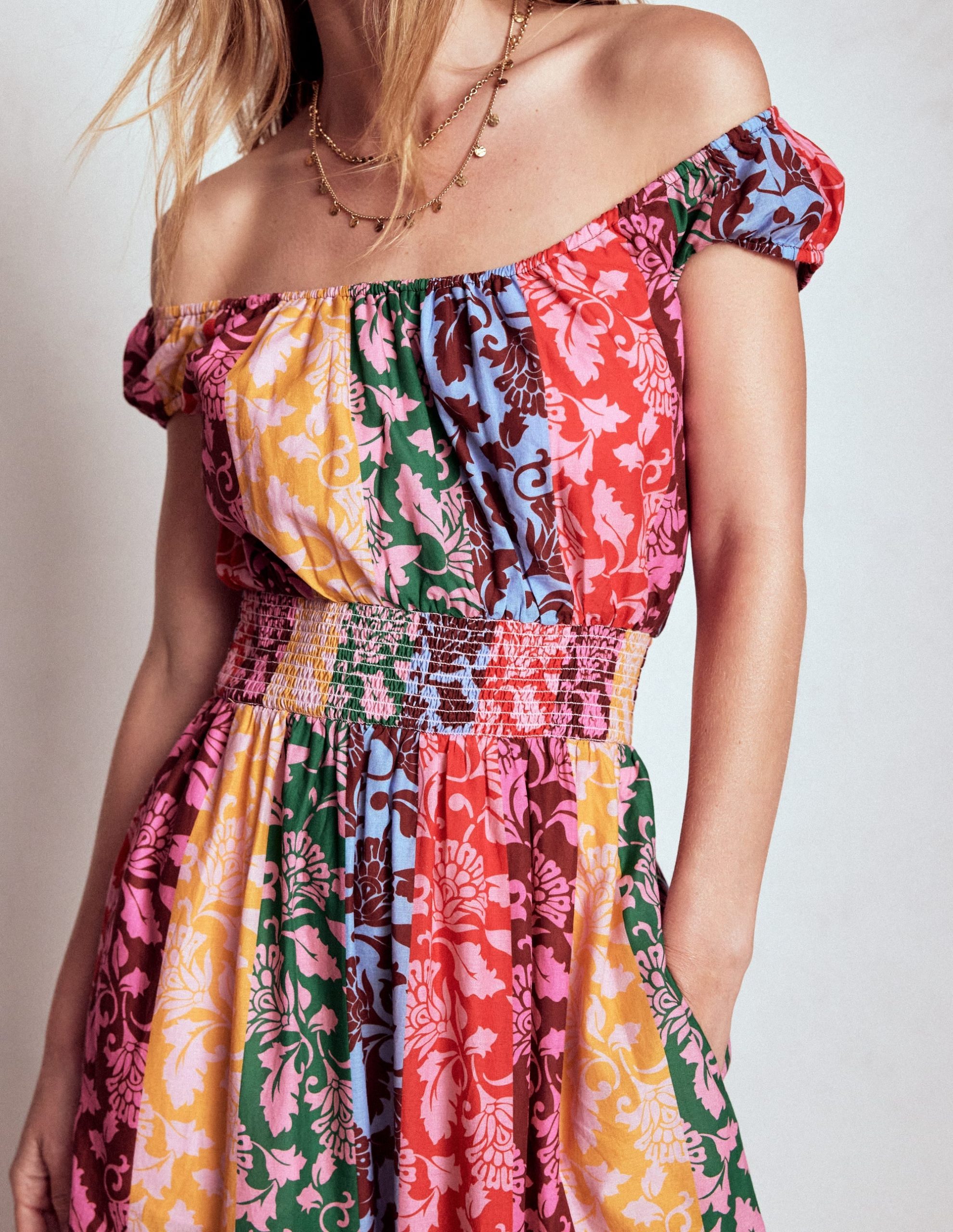 Scoop Cotton Tiered Dress-Multi. Ornate Vine - Image 2