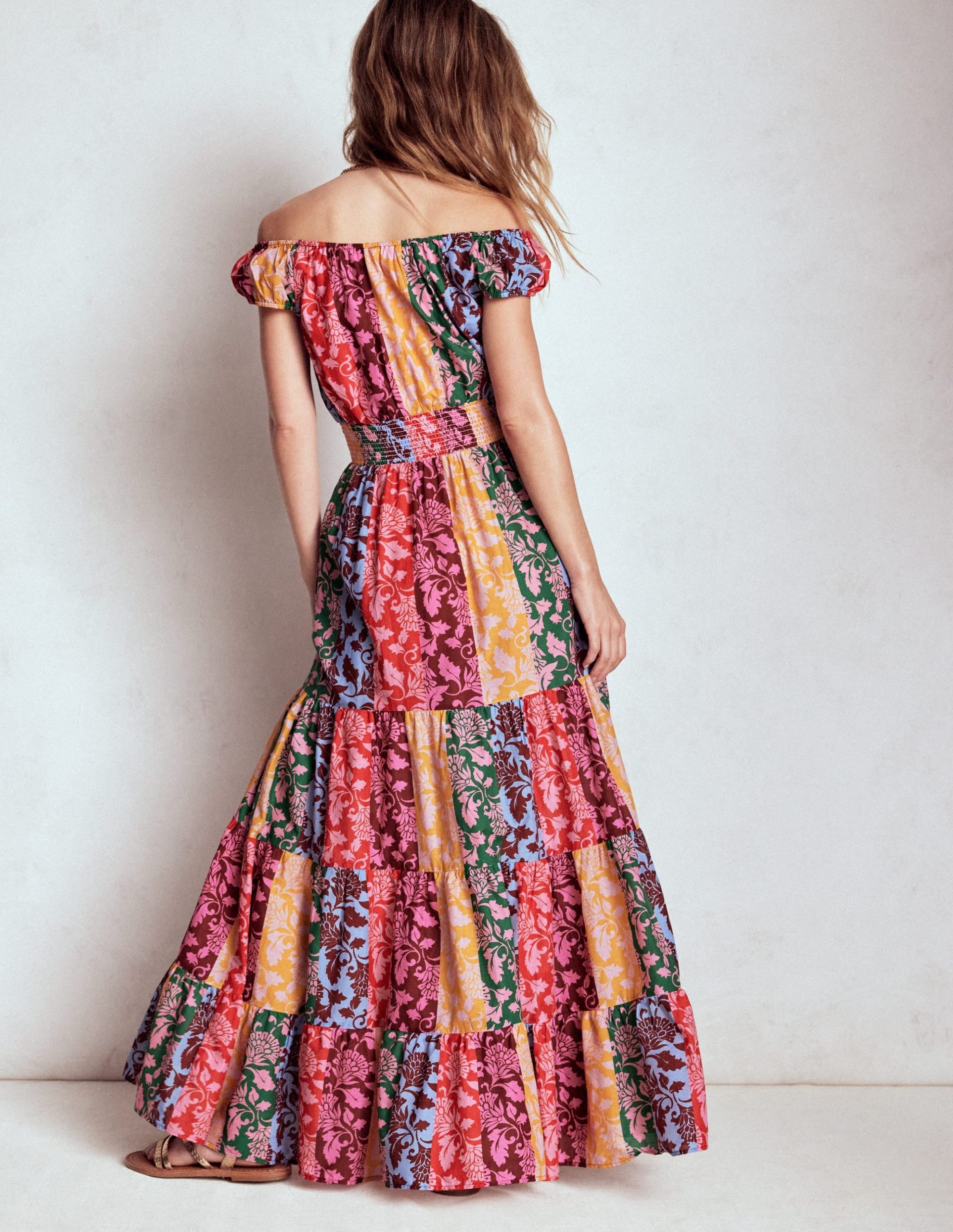 Scoop Cotton Tiered Dress-Multi. Ornate Vine - Image 3