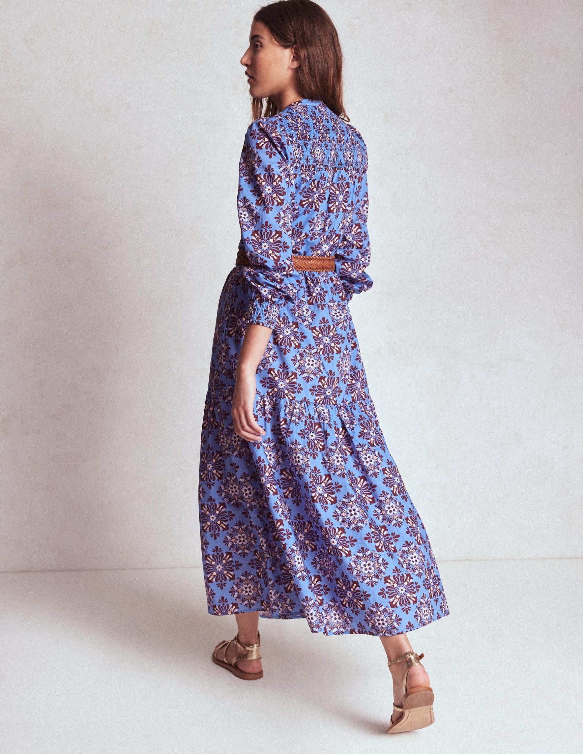 Cecily Cotton Midi Dress-Soft Blue. Bloom Mosaic - Image 3