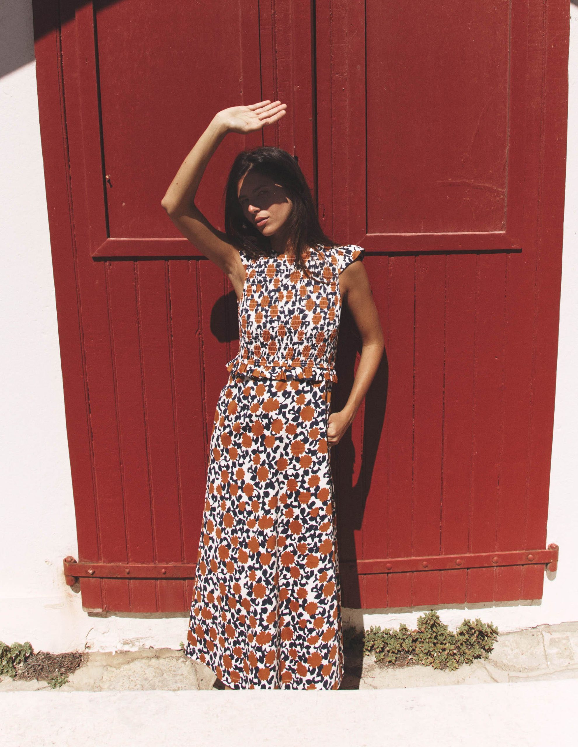 Carolina Smocked Midi Dress-Cognanc. Floweret Vine - Image 6