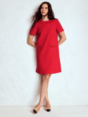Evita Cotton Shift Dress-Poppy Red
