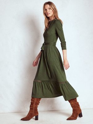 Edwina Jersey Shirt Dress-Kale Leaf