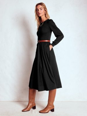 Alexandra Jersey Midi Dress-Black