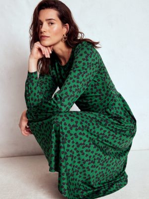 Alexandra Jersey Midi Dress-French Navy. Heart Cascade