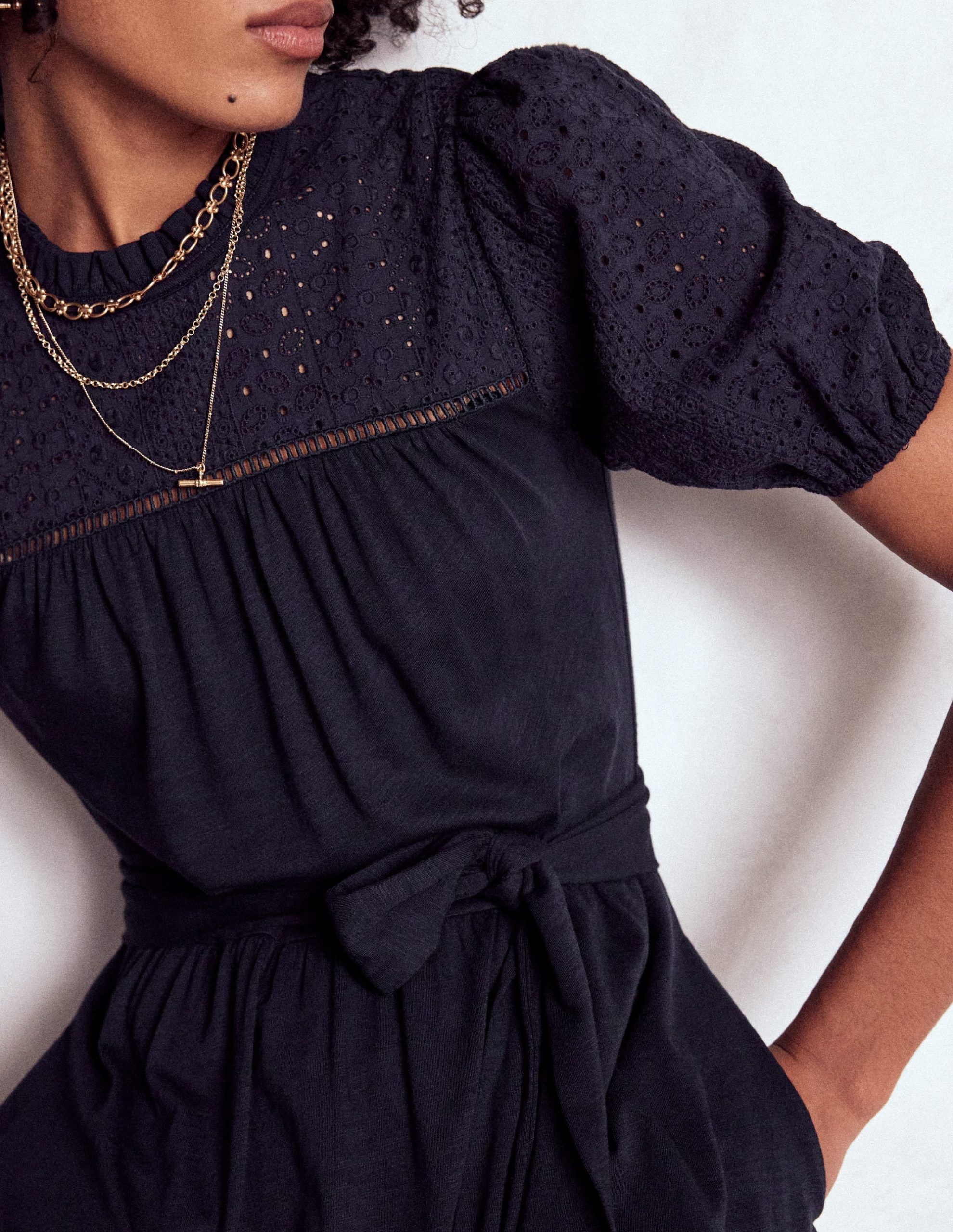 Lorelei Broderie Jersey Dress-Navy - Image 2