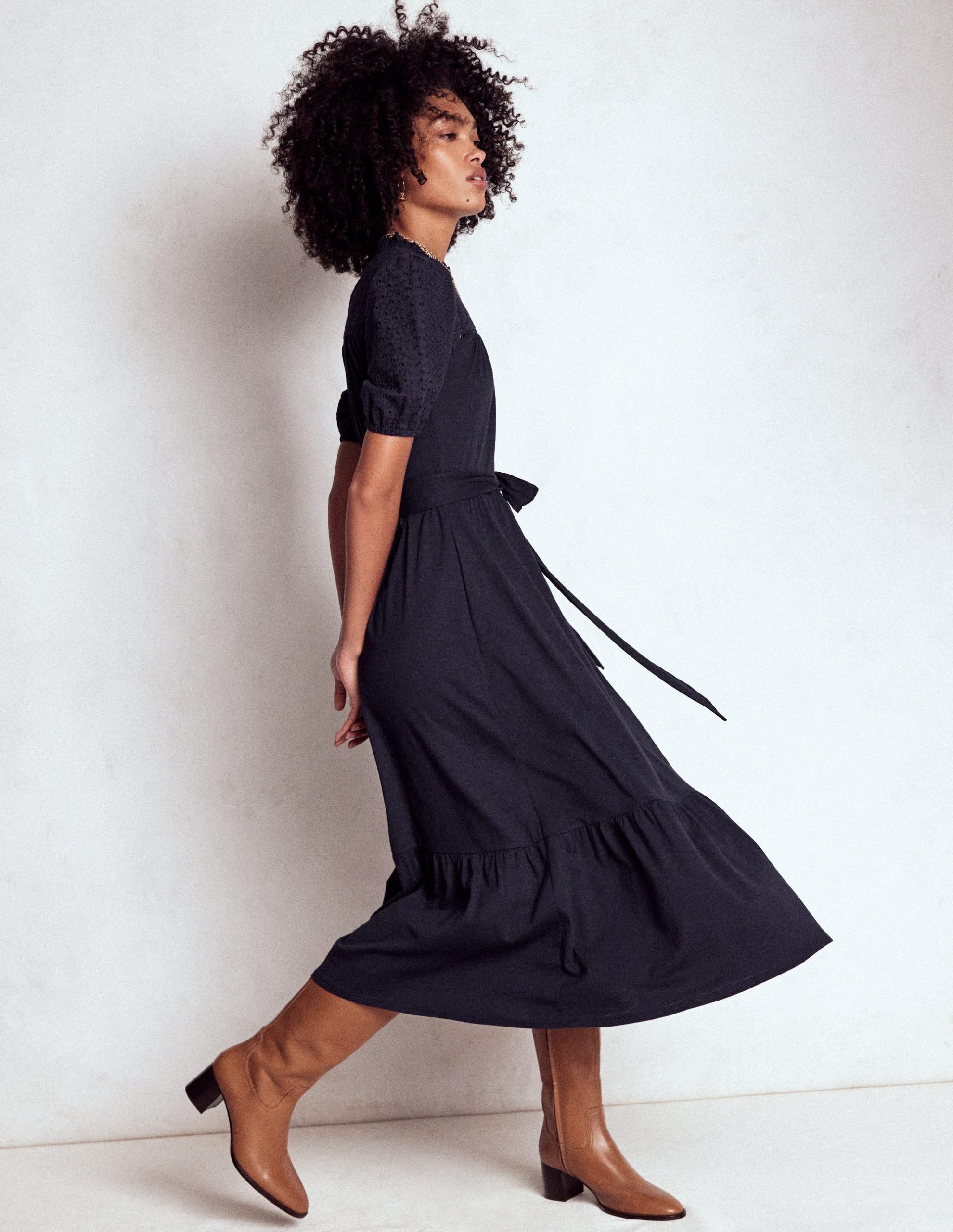 Lorelei Broderie Jersey Dress-Navy - Image 4