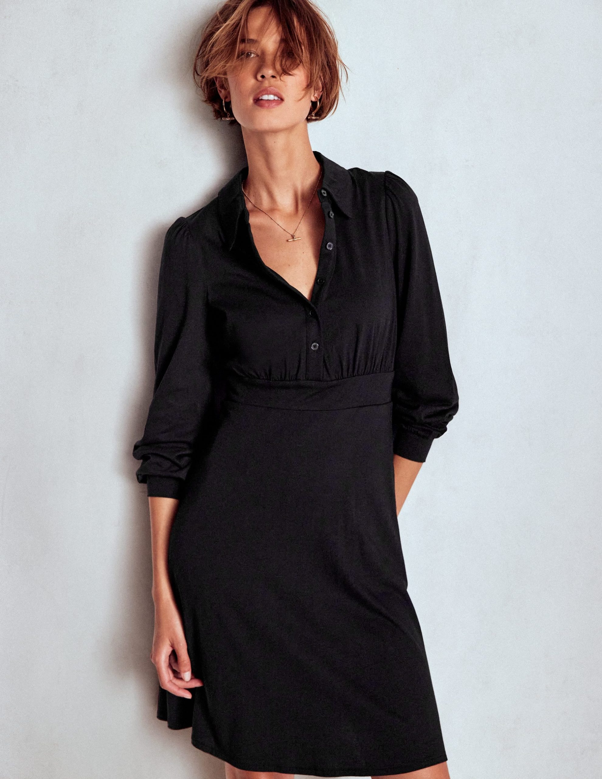 Orla Short Jersey Shirt Dress-Black - Image 4