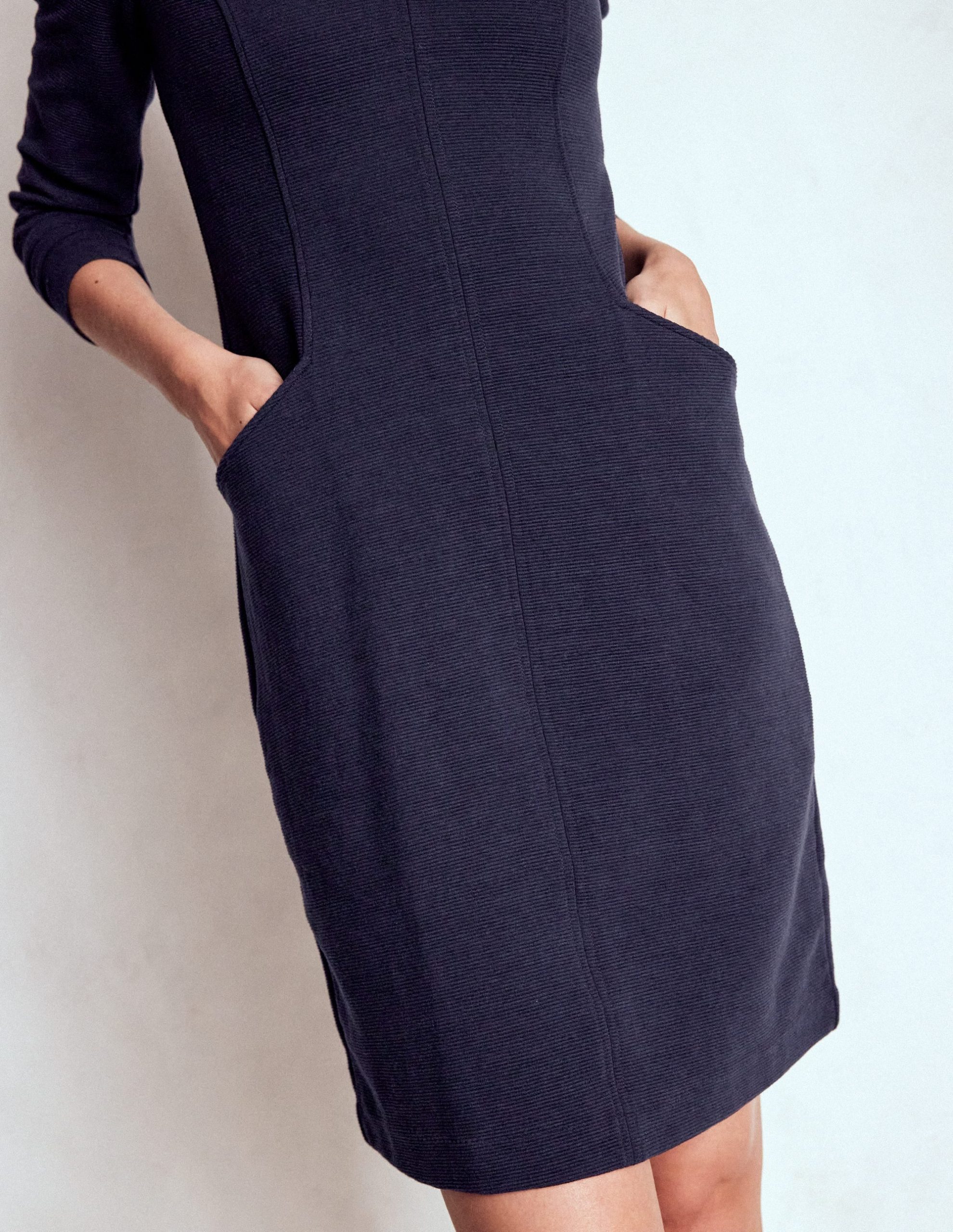 Ellen V-neck Ottoman Dress-Navy - Image 2