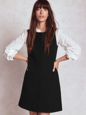 Cotton Texture Shift Dress-Black