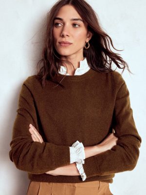 Eva Cashmere Crew Neck Sweater-Mocha