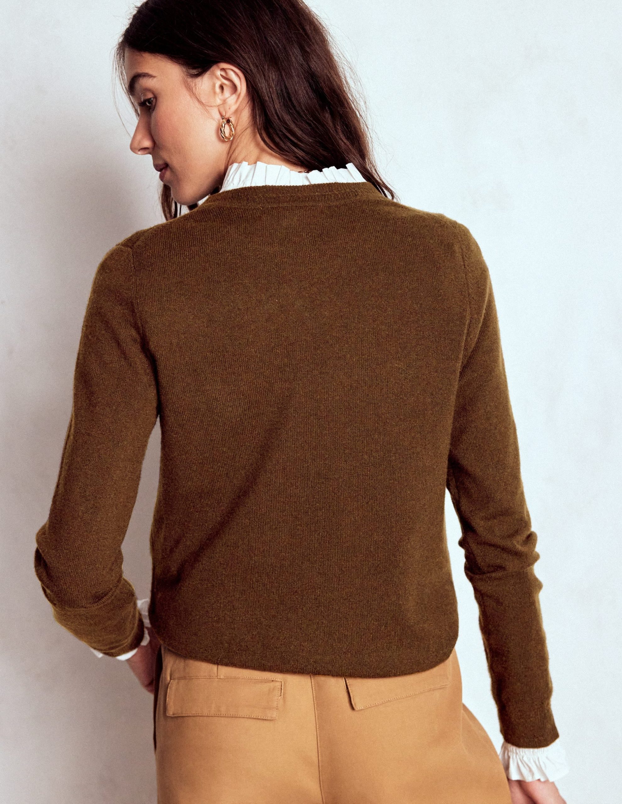 Eva Cashmere Crew Neck Jumper-Mocha - Image 3