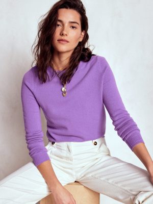Eva Cashmere Crew Neck Jumper-Purple Topaz