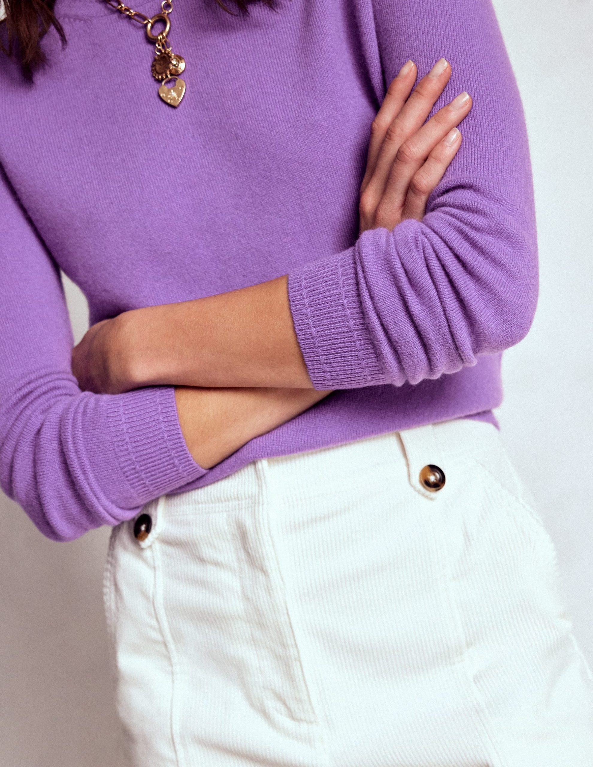 Eva Cashmere Crew Neck Jumper-Purple Topaz - Image 2