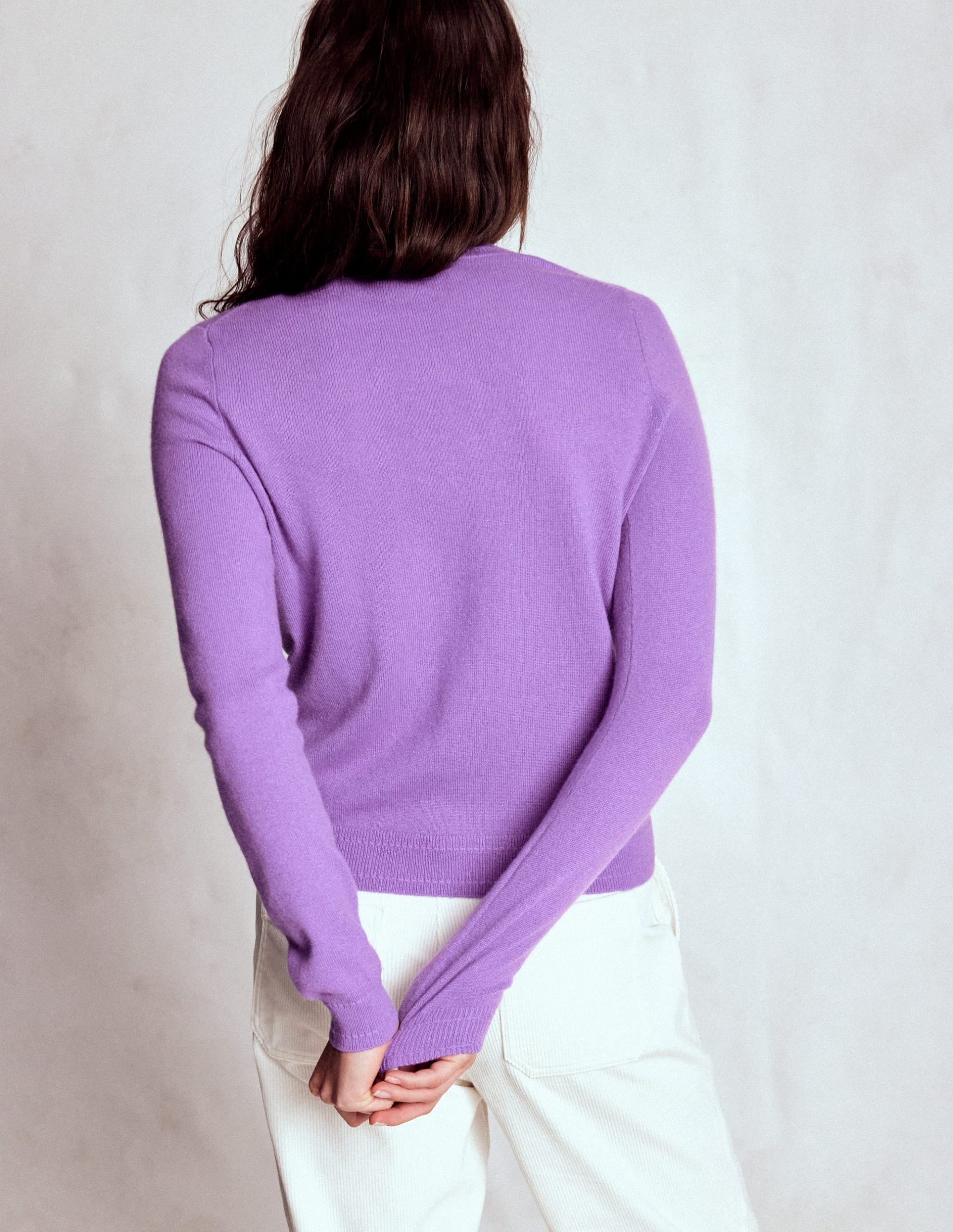 Eva Cashmere Crew Neck Jumper-Purple Topaz - Image 3