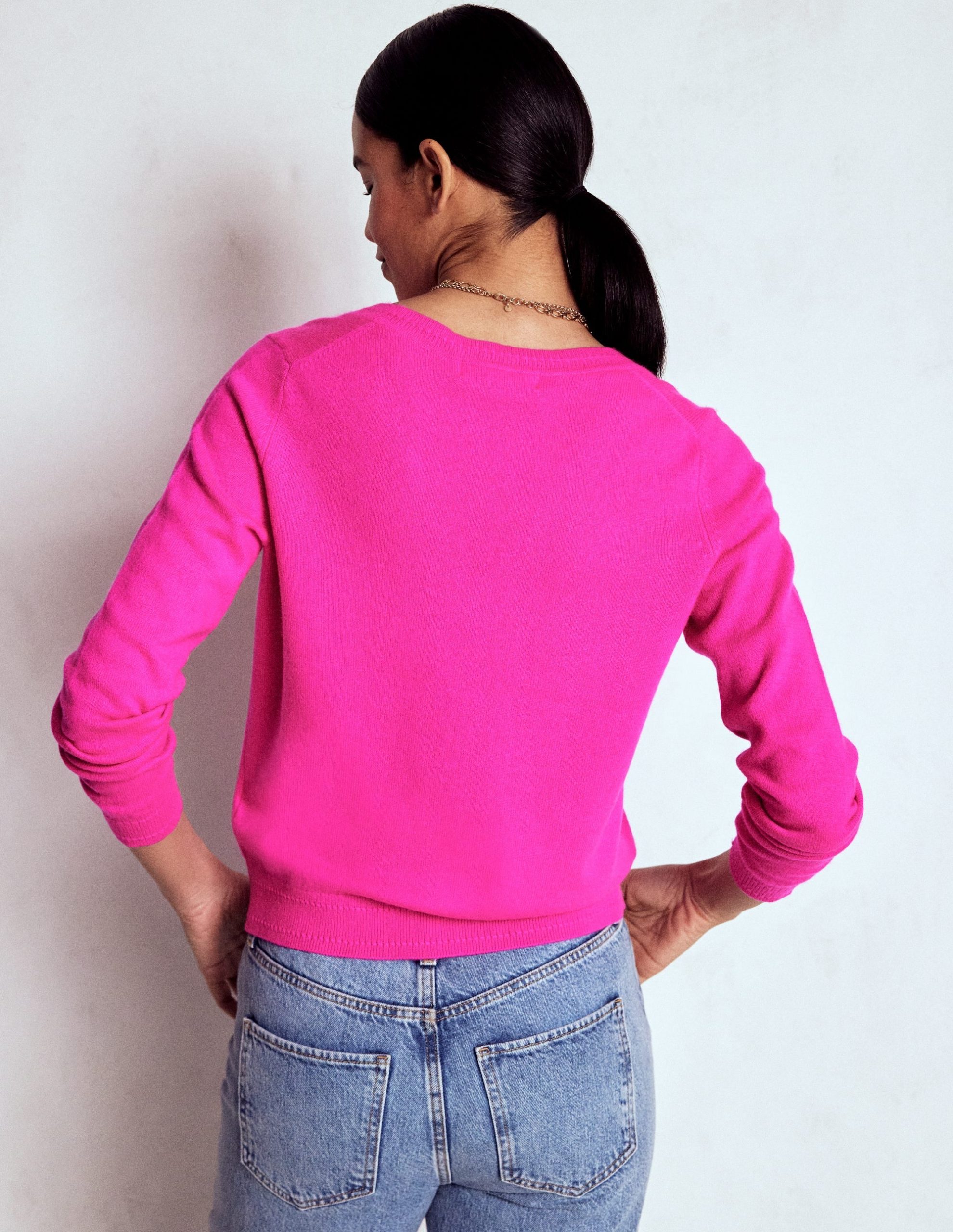 Eva Cashmere V-neck Jumper-Pop Pansy - Image 2