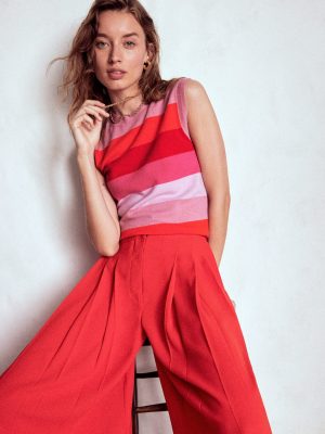 Eva Cashmere Vest-Pink/ Orange Stripe