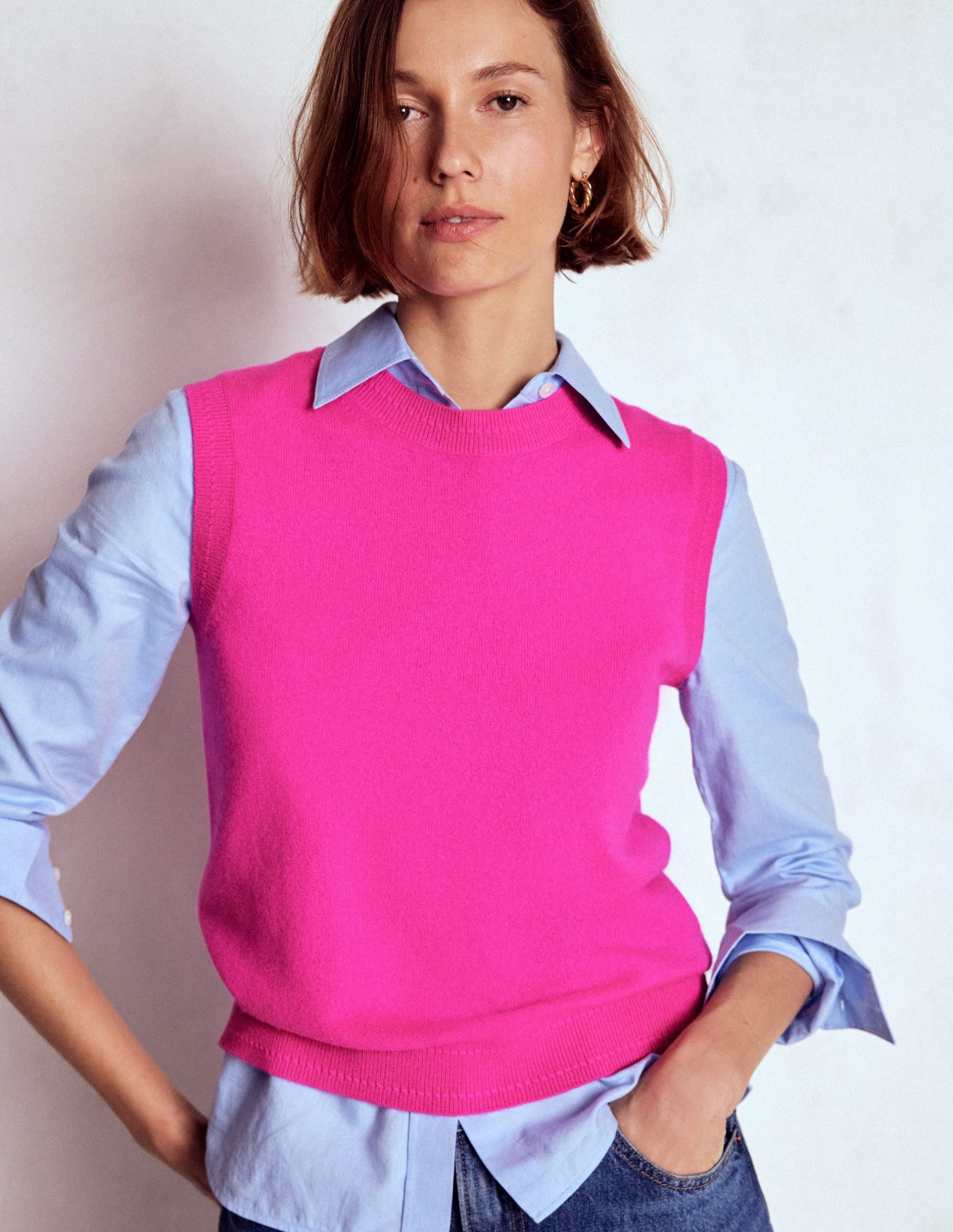 Eva Cashmere Tank-Pop Pansy - Image 4