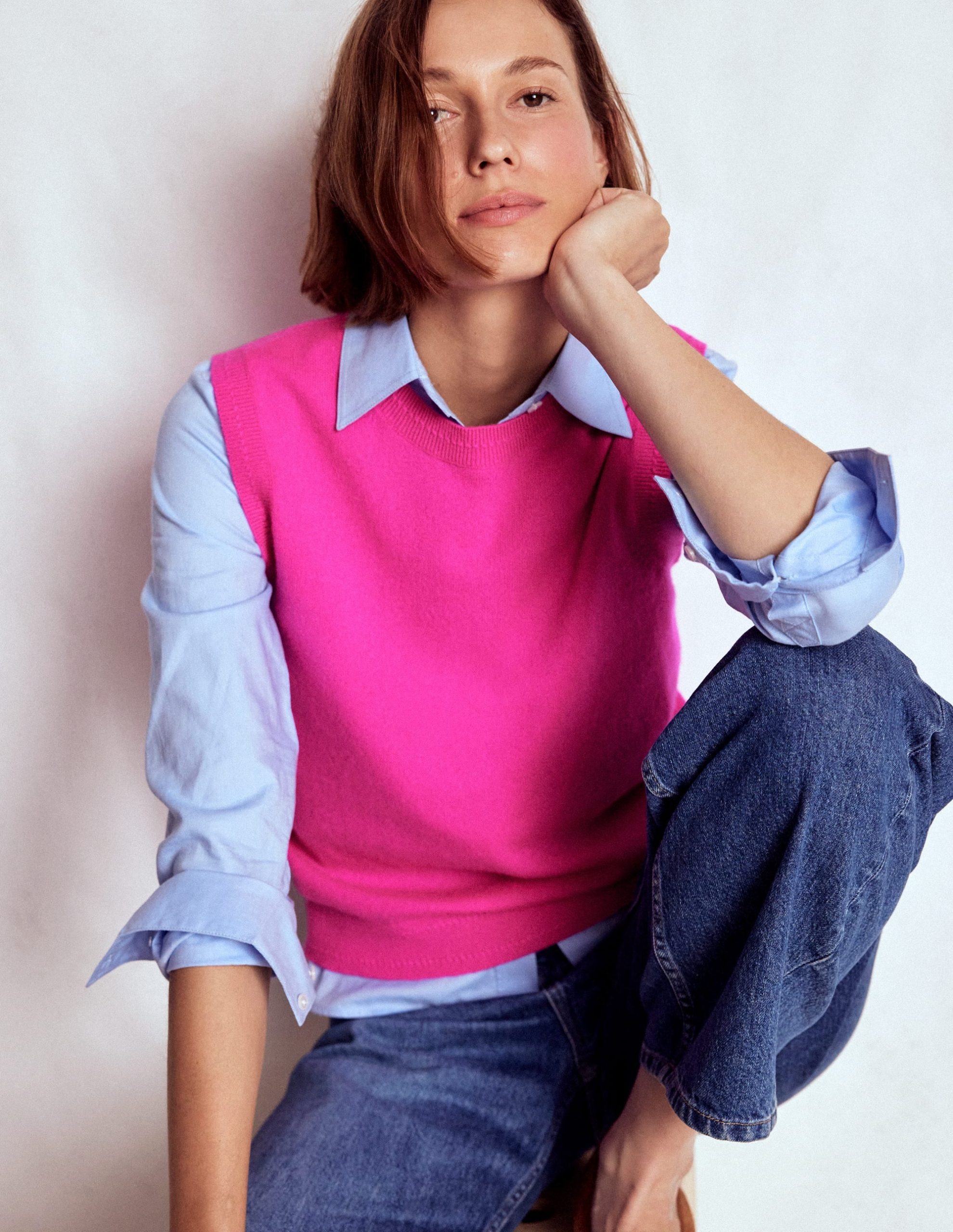 Eva Cashmere Tank-Pop Pansy - Image 5