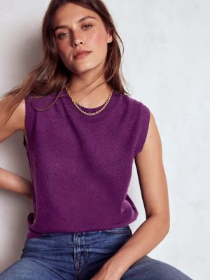 Eva Cashmere Vest-Plum Melange