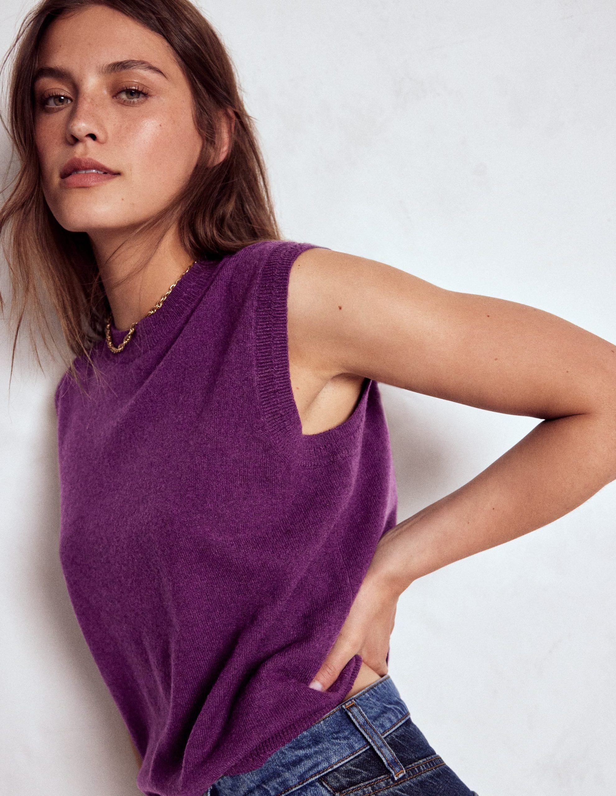 Eva Cashmere Tank-Plum Melange - Image 2