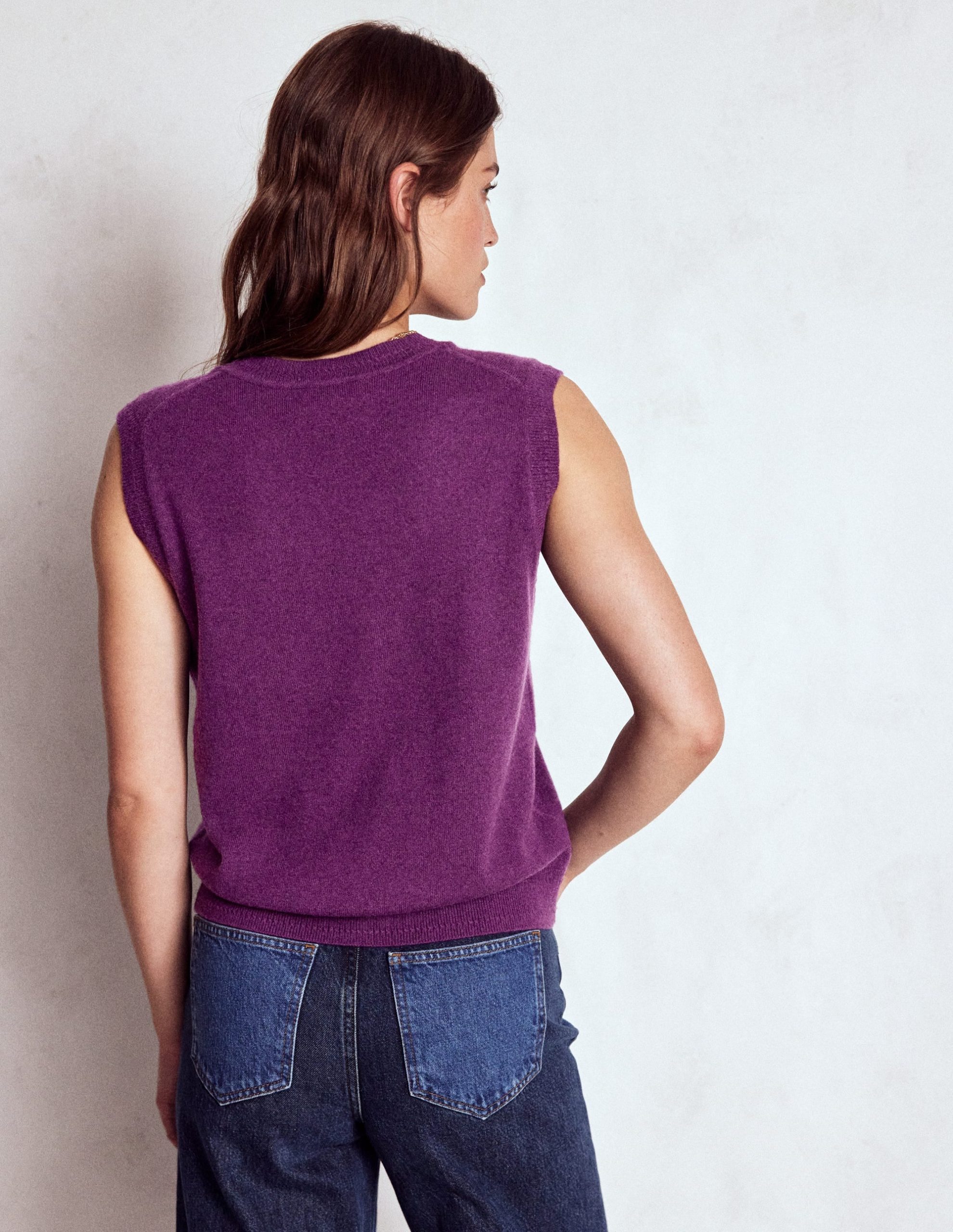 Eva Cashmere Tank-Plum Melange - Image 3