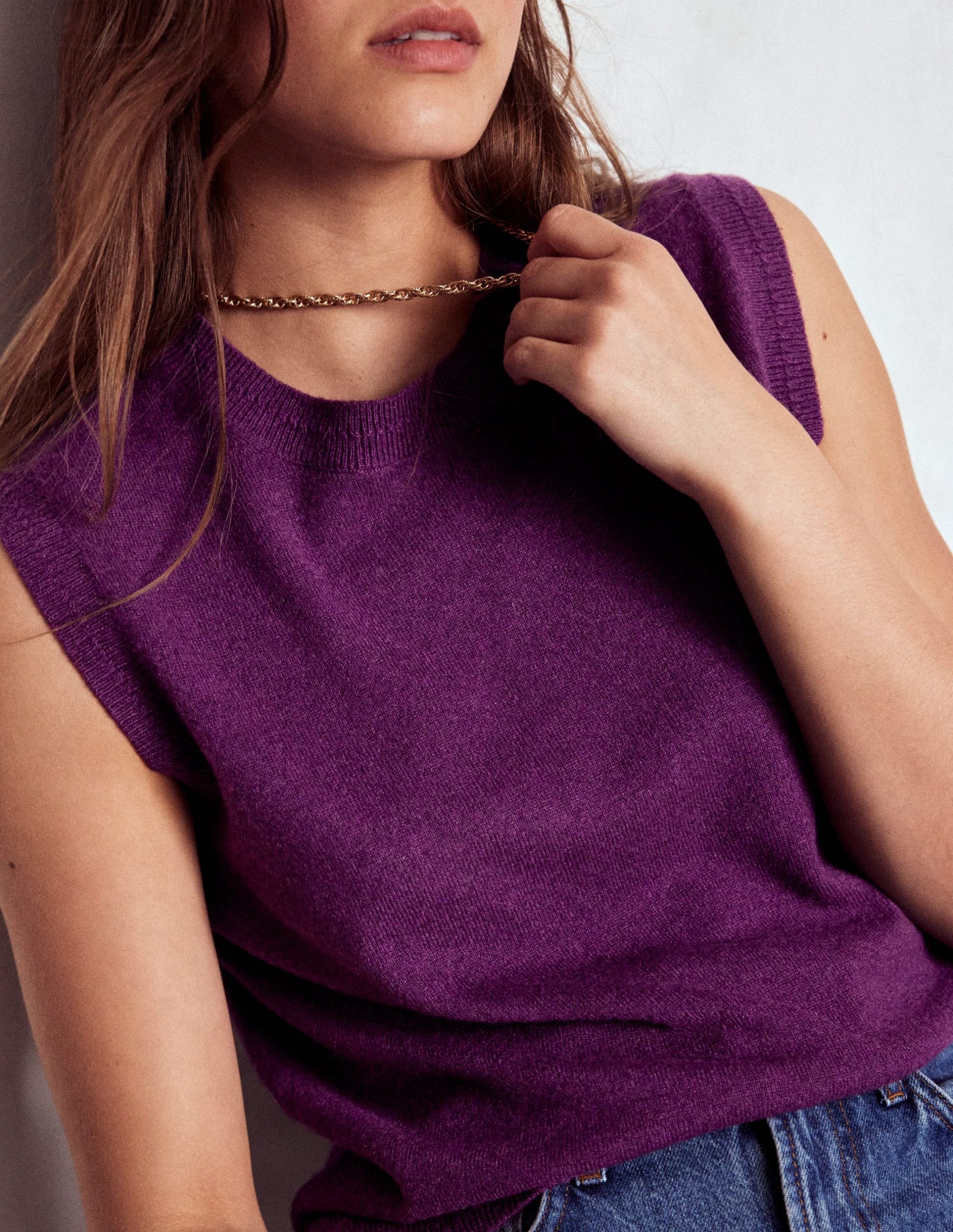 Eva Cashmere Tank-Plum Melange - Image 5