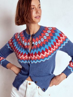 Edie Fair Isle Cardigan-Blue Fair Isle