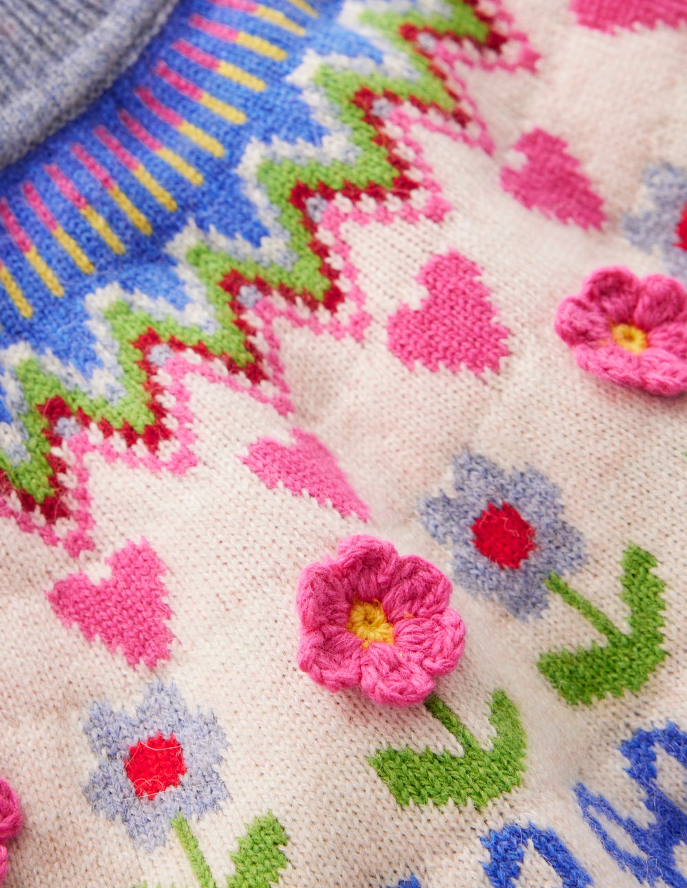 Edie Fair Isle Jumper-Oatmeal Melange. Flowers - Image 7