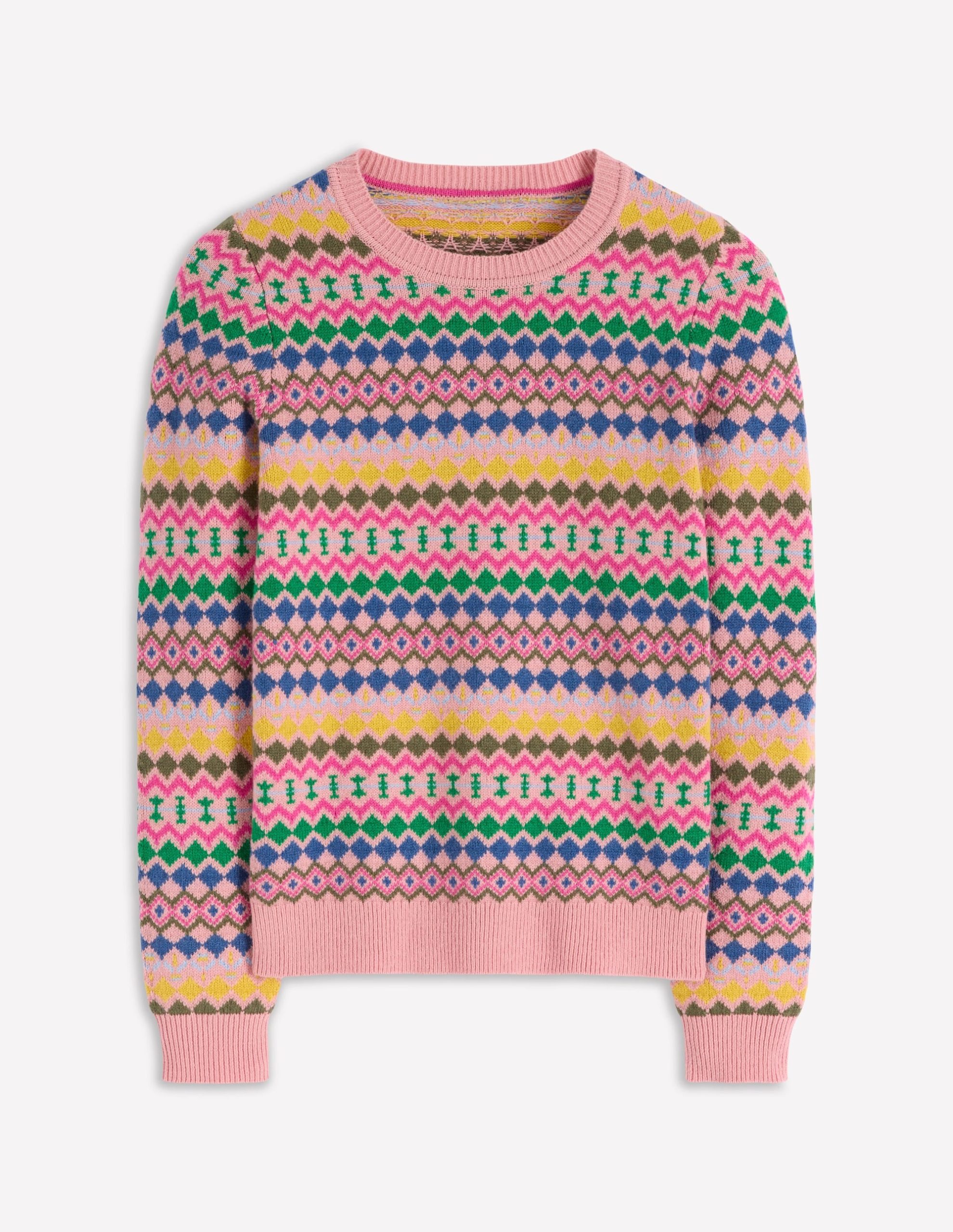 Edie Fair Isle Jumper-Pink. Geo Fair Isle - Image 6