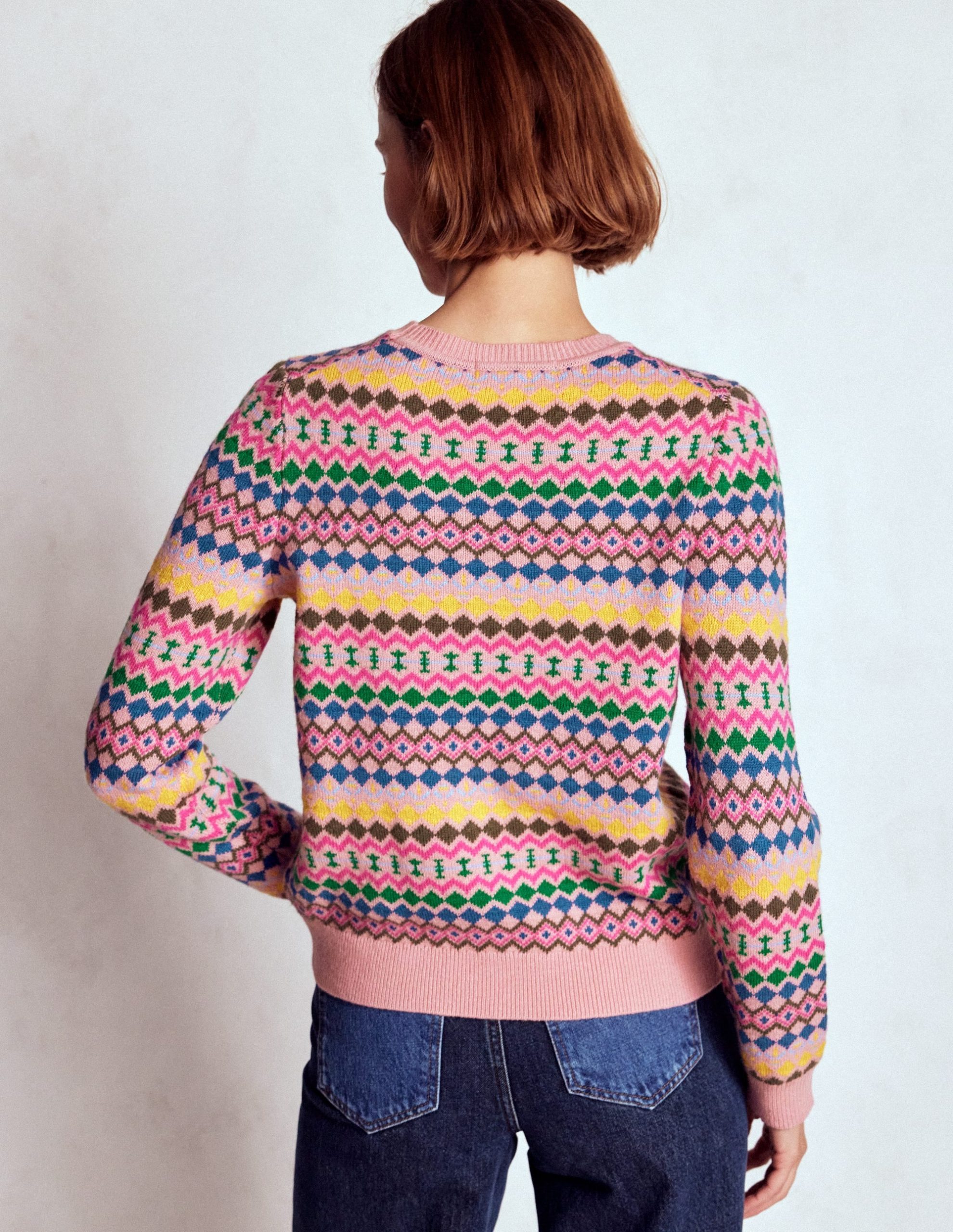 Edie Fair Isle Jumper-Pink. Geo Fair Isle - Image 3