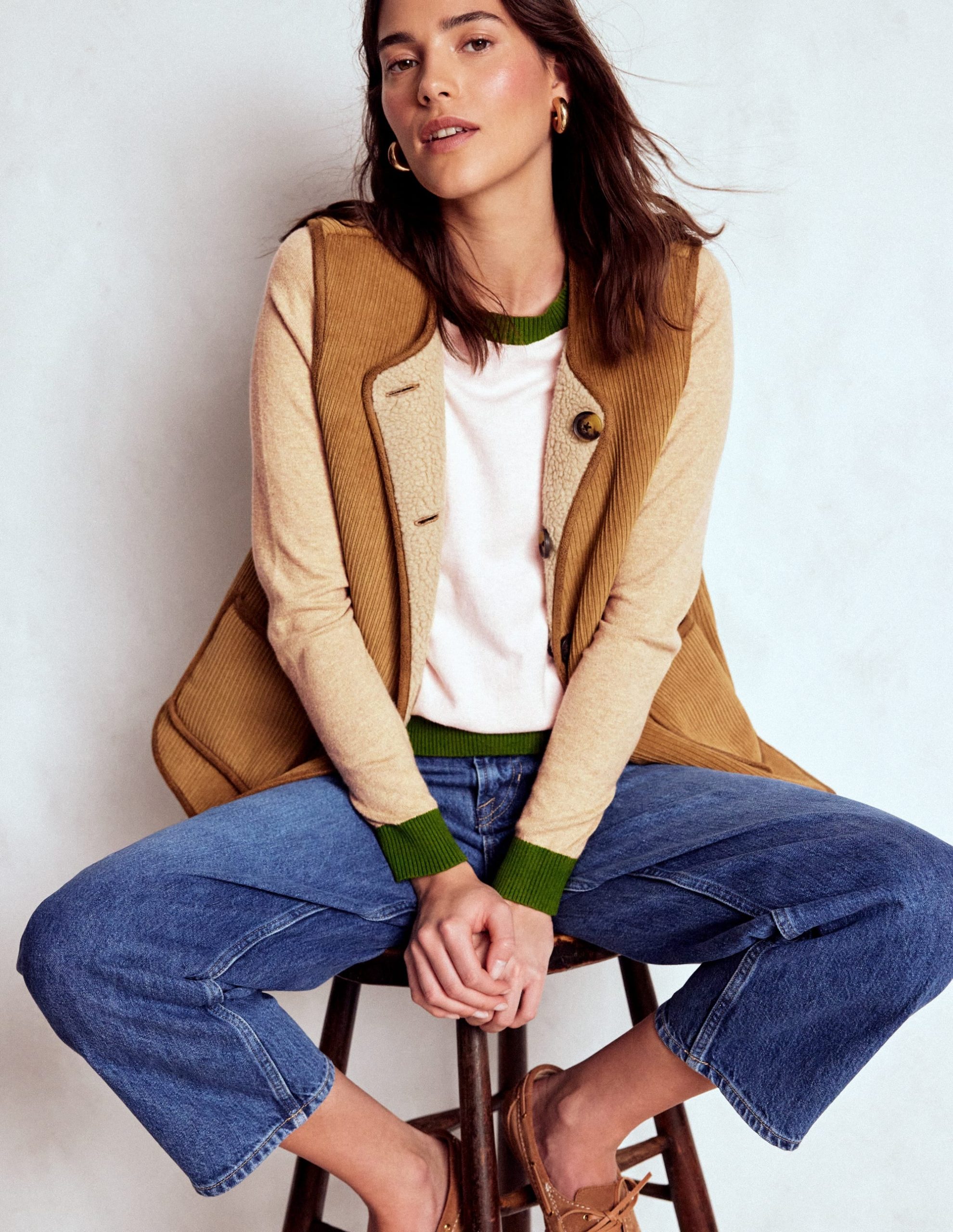 Meg Raglan Sleeve Jumper-Pink. Green Colour Block - Image 2