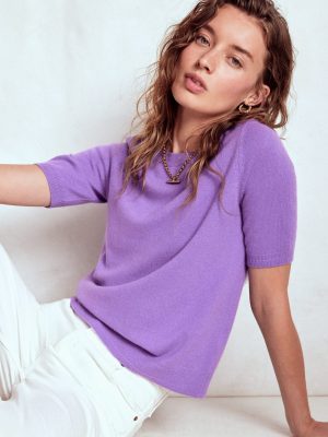 Eva Cashmere T-Shirt-Purple Topaz