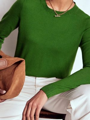 Emilia Cotton Crew Sweater-Promenade Green