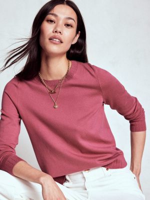Emilia Cotton Crew Jumper-Pink Heather